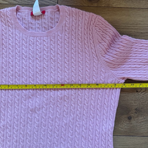 Anne Klein Pink Cashmere Cable Knit Sweater Coquette Soft Shrunken Look - Picture 6 of 8